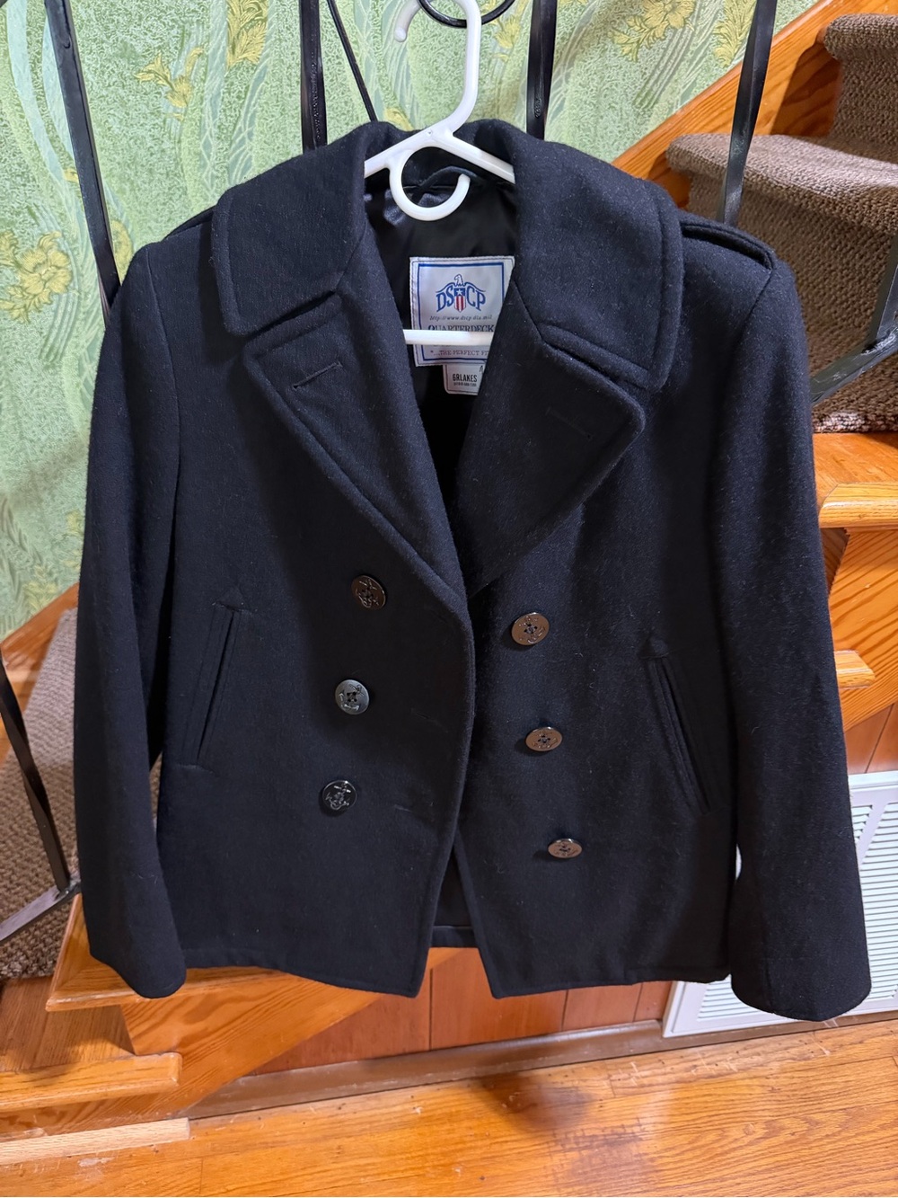 US Navy vintage Black Wool Peacoat Jacket - Women's Double-Breasted Coat